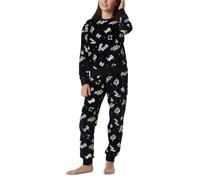 Schiesser Schlafanzug Set Pyjama Warme Qualitäten Frottee-Fleece-Sweat-Größe 140 BIS 176 Ensemble de Pijama, Schwarz_181979, 152 cm Fille