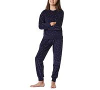 Schiesser Schlafanzug Set Pyjama Warme Qualitäten Frottee-Fleece-Sweat-Größe 140 BIS 176 Ensemble de Pijama, Nachtblau_181979, 164 Fille