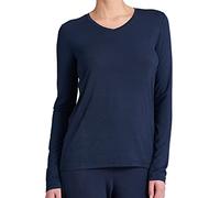 Schiesser Schlafshirt Langarm Haut de Pijama, Blau, 42 Femme