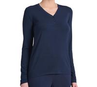 Schiesser Schlafshirt mit Knopfleiste Langarm Haut de Pijama, Blau, 42 Femme