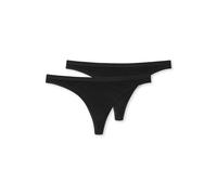 Schiesser String Dames 2er Paquet - Tanga, Coton Stretch, Série 95/5, Uni Noir