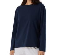 Schiesser Chemise de Nuit à Manches Longues en Coton - Mix + Relax Haut de Pijama, Opaque, Bleu foncé 179273, 40 Femme