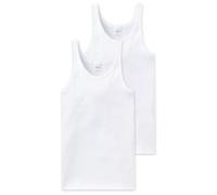 SCHIESSER T-Shirt Pour Hommes - Coton Basique, Fins Côtes, Double Côtes, Blanc
