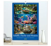 Schiffe, Fische und Piraten (hochwertiger Premium Wandkalender 2026 DIN A2 hoch), Kunstdruck in Hochglanz: Entdecke die spannende Spielzeugwelt der Meere