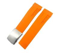 SCHIK Bracelet de montre en caoutchouc naturel adapté pour Tissot T048.417/T048.427 T-RACE T048 bracelet de montre en Silicone de sport souple boucle pliante(Orange silver,20mm)