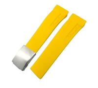SCHIK Bracelet de montre en caoutchouc naturel adapté pour Tissot T048.417/T048.427 T-RACE T048 bracelet de montre en Silicone de sport souple boucle pliante(Yellow silver,21mm)