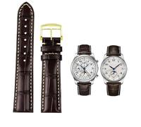 SCHIK Bracelet de montre en cuir de vachette avec boucle papillon, 19 mm, 20 mm, 21 mm, pour Longines Masters Collection L3 L4 L2.628/L2.673, bracelet de montre de rechange(Brown gold pin,20mm)
