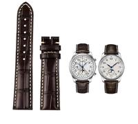 SCHIK Bracelet de montre en cuir de vachette avec boucle papillon, 19 mm, 20 mm, 21 mm, pour Longines Masters Collection L3 L4 L2.628/L2.673, bracelet de montre de rechange(Brown without buckle,20mm)