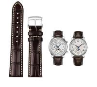 SCHIK Bracelet de montre en cuir de vachette avec boucle papillon, 19 mm, 20 mm, 21 mm, pour Longines Masters Collection L3 L4 L2.628/L2.673, bracelet de montre de rechange(Brown silver pin,19mm)