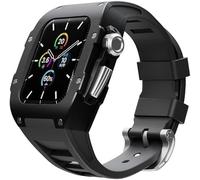 SCHIK Kit de bracelet en silicone avec boîtier en alliage d'aluminium, pour Apple Watch Series 9 8 7 45 mm, bracelet de rechange en métal, bracelet en caoutchouc pour iWatch 45 mm, 44MM, Agate