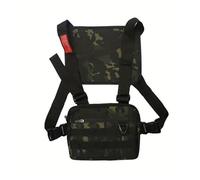 SCHIK Poche poitrine avant sac de transport gilet sac banane sac de poitrine sac gilet sac, camouflage, Taille unique