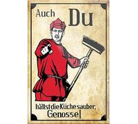 schilderkreis24 Inscription humoristique « Auch du hälst die Küche Sauber!" Magnet Deko Küche Essen Kühlschrank magnet Hummor Geschenkidee Geburtstag Weihnachten 9x6 cm