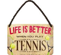 schilderkreis24 Plaque décorative en métal avec inscription en allemand « Life is better when you play Tennis» - Idée cadeau - 18 x 12 cm