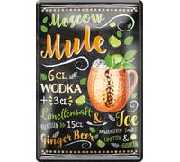 schilderkreis24 Plaque en tôle avec recette de cocktail « Moscow Mule » - Décoration de bar, cuisine, pub, comptoir - Cadeau d'anniversaire, Noël, alcool, tonic spiritueux, boisson 20 x 30 cm
