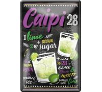 schilderkreis24 Plaque en tôle décorative pour cocktail, recette, bar, cuisine, pub, comptoir, idée cadeau, anniversaire, Noël, long drink tonique, spiritueux, buveur, 20 x 30 cm (Caipi 28)
