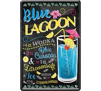 schilderkreis24 - Plaque en tôle - Pour cocktail - Pour tous les bars, comptoirs ou pub - Cadeau d'anniversaire ou de Noël - 20 x 30 cm (Blue Lagoon)
