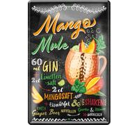 schilderkreis24 Plaque en tôle - Pour cocktail - Recette - Décoration bar - Cuisine - pub - Comptoir - Cadeau d'anniversaire - Noël - Longdrink Tonic - Gobelets spiritueux - 20 x 30 cm (mango mule)