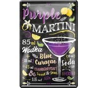 schilderkreis24 Plaque en tôle - Pour cocktail, recette - Décoration de bar, cuisine, pub, comptoir, idée cadeau, anniversaire, Noël, poire à spiritueux, 20 x 30 cm (violet Martini)