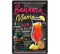 schilderkreis24 Plaque en tôle - Pour cocktail, recette - Décoration de bar, cuisine, pub, comptoir, idée cadeau, Noël, long drink tonic - Gobelets à spiritueux - 20 x 30 cm (Bahama Mama)