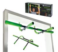 Schildkröt Barre de Traction Multifonctionnelle 4 en 1 | Pour Porte Standard | Sans Perçage | Charge 100 kg | Acier Allié | Poignées Antidérapantes | Vert/Noir