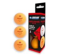 Schildkröt Donic Balles de Tennis de Table Exclusive 3-Étoiles, Qualité Poly 40+, 3 Pièces dans Une Boîte, Orange
