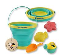 Schildkröt Ensemble de Jeu de Sable «Bucket Crew» | Seau Pliable de 2 L, Pelle, 2 moules, arrosoir | Jouet à partir de 18 Mois | Sac de Rangement Inclus