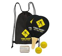 Schildkröt Funsports Street Racket Set, 2 raquettes, 2 balles en mousse, 3 craies, sac de transport, noir-jaune, 970115