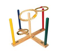 Schildkröt Jeu de Lancer d’Anneaux en Bois, dès 3 Ans | Croix avec 5 piquets, 5 anneaux en corde colorés, montage facile, pour l’intérieur et l’extérieur