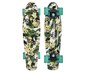 Schildkröt Retro Skateboard Free Spirit, Planche Premium avec Un Design Cool, Roues LED Lumineuses