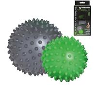 Schildkröt | Set 2 Balles Spiky Massage | Ø 7 cm + Ø 9 cm | Vert + Anthracite | Stimule Mobilisation et Reflexes