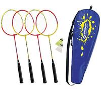Schildkröt Set de Badminton pour 4 Joueurs, 4 Raquettes, 3 Volants, Dans un Sac de Transport