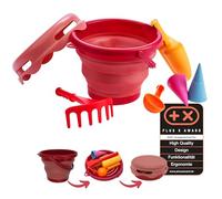 Schildkröt Set de Jouets de Sable 7 Pièces avec Seau Pliable | Set de 7 pièces avec seau pliable de 3 L, tamis, pelle, râteau et moules ; compact pour les voyages
