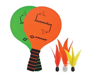 Schildkröt Set Jazzminton, 2 Raquettes, 3 Volants (Birdies): 1 Lent/1 Rapide/1 LED pour Le Jeu de Nuit, amusements garantis pour Petits et Grands, 970155 Multicolore