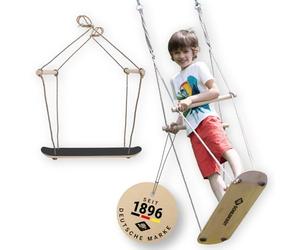 Schildkröt Skate Swing | Balançoire en Bois Innovante pour Améliorer Dextérité, Équilibre et Coordination | Surface Antidérapante | Utilisation Debout ou Assise | Corde et Poignées Réglables