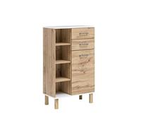 Schildmeyer 147623 Wido Buffet Haut en chêne - Dimensions : 114,5 x 67 x 35 cm - Décor Maison de Campagne/Blanc