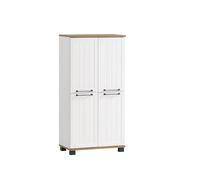 Schildmeyer 154232 Jelda Buffet Haut, Blanc Mat/Décor Maison de Campagne en chêne, 59,8 x 32,6 x 116,9 cm