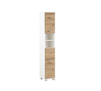 Schildmeyer 157660 Palermo Armoire Haute - Dimensions : 30,3 x 23,6 x 180,9 cm - Blanc Mat/chêne