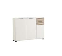 Schildmeyer Alexa 701938 Armoire à Chaussures, Crème Beige/Aspect Panneau Acoustique, 141,9 x 35,0 x 105,5 cm