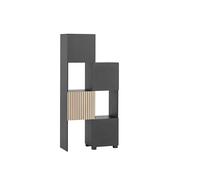 Schildmeyer Alexa 701943 Étagère coulissante, Noir Mat/décor Panneau Acoustique, 44,8-76,0 x 33,1 x 165,1 cm