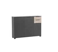 Schildmeyer Alexa Meuble à Chaussures en Bois, Noir Mat/Aspect Panneau Acoustique, 141,9 x 35,0 x 105,5 cm