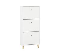 Schildmeyer Bjarne 158673 Meuble À Chaussures, Blanc Mat, 59,8 x 19,5 x 131 cm, Gain De Place Grâce À Sa Faible Profondeur