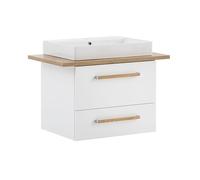 Schildmeyer Duo 701517 Meuble de Salle de Bain en chêne Blanc Craie/chêne 82,2 x 50 x 61,5 cm