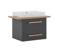 Schildmeyer Duo 701518 Lavabo, Anthracite/Décor Maison de Campagne en chêne, 82,2 x 50 x 61,5 cm