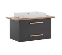 Schildmeyer Duo 702036 Lavabo, Anthracite/Décor maison de campagne en chêne, 102,2 x 50 x 61,5 cm