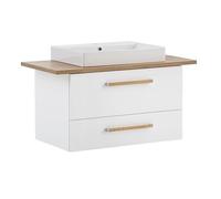 Schildmeyer Duo 702037 Lavabo, Blanc craie/Décor maison de campagne en chêne, 102,2 x 50 x 61,5 cm