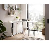 Schildmeyer Ekko 701964 Bureau d'angle avec armoire de classement, Blanc mat
