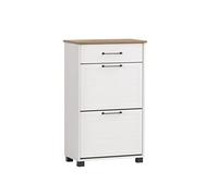 Schildmeyer Jelda 154753 Meuble à Chaussures, Blanc Mat/chêne, 62 x 34,1 x 102 cm