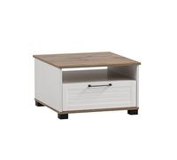 Schildmeyer Jelda 156469 Table Basse, Blanc Mat/Décor Maison de Campagne en chêne, 60,2 x 60,2 x 38,2 cm