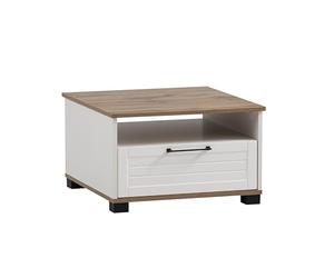 Schildmeyer Jelda 156469 Table Basse, Blanc Mat/Décor Maison de Campagne en chêne, 60,2 x 60,2 x 38,2 cm