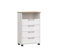Schildmeyer Jelda Commode en Bois Blanc Mat/chêne décor Maison de Campagne 62,4 x 34,1 x 102 cm